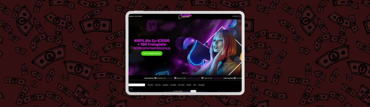Screenshot von Love Casino in Deutschland.